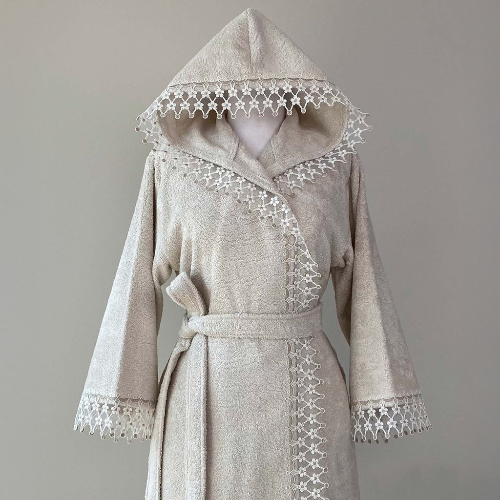 Nestique Bathrobe Kimono Sandy-Beige 70% Bamboo 30% Cotton L-XL