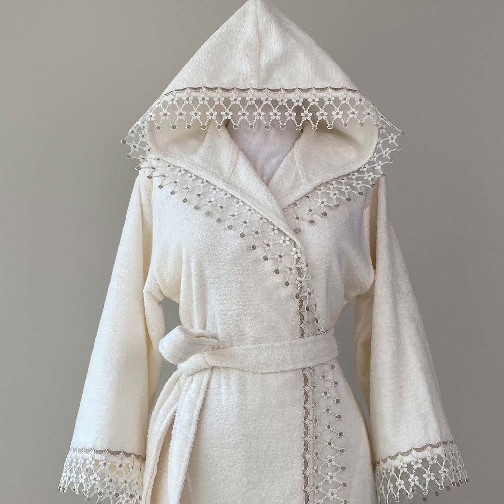 Nestique Bathrobe Kimono Cream 70% Bamboo 30% Cotton L-XL
