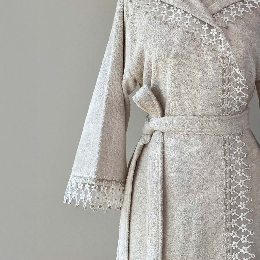 Nestique Bathrobe Kimono Sandy-Beige 70% Bamboo 30% Cotton L-XL