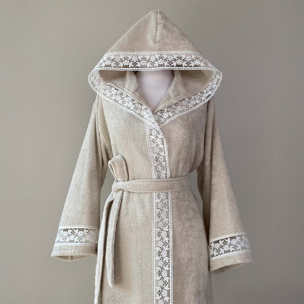 Sofora Bathrobe Kimono Sandy-Beige 70% Bamboo 30% Cotton S-M