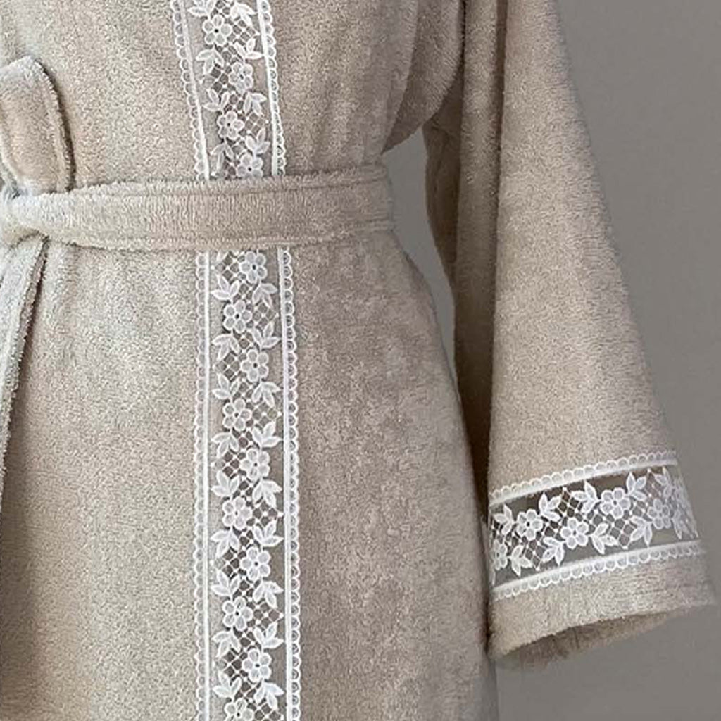 Sofora Bathrobe Kimono Sandy-Beige 70% Bamboo 30% Cotton S-M
