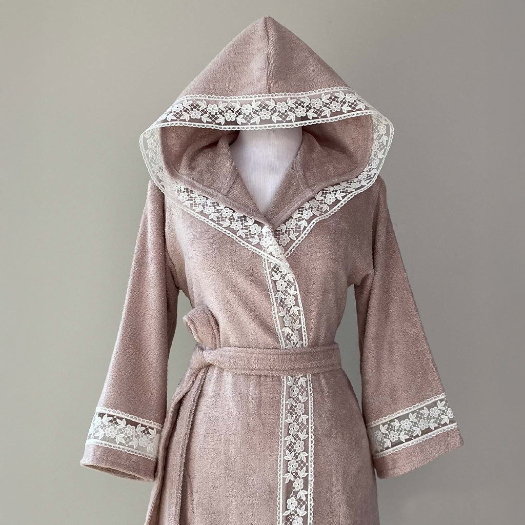Sofora Bathrobe Kimono Dusty-Rose 70% Bamboo 30% Cotton S-M