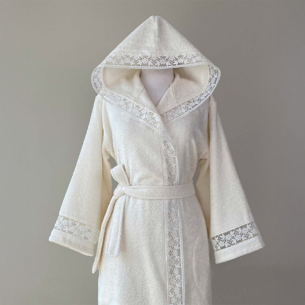 Sofora Bathrobe Kimono Cream 70% Bamboo 30% Cotton S-M
