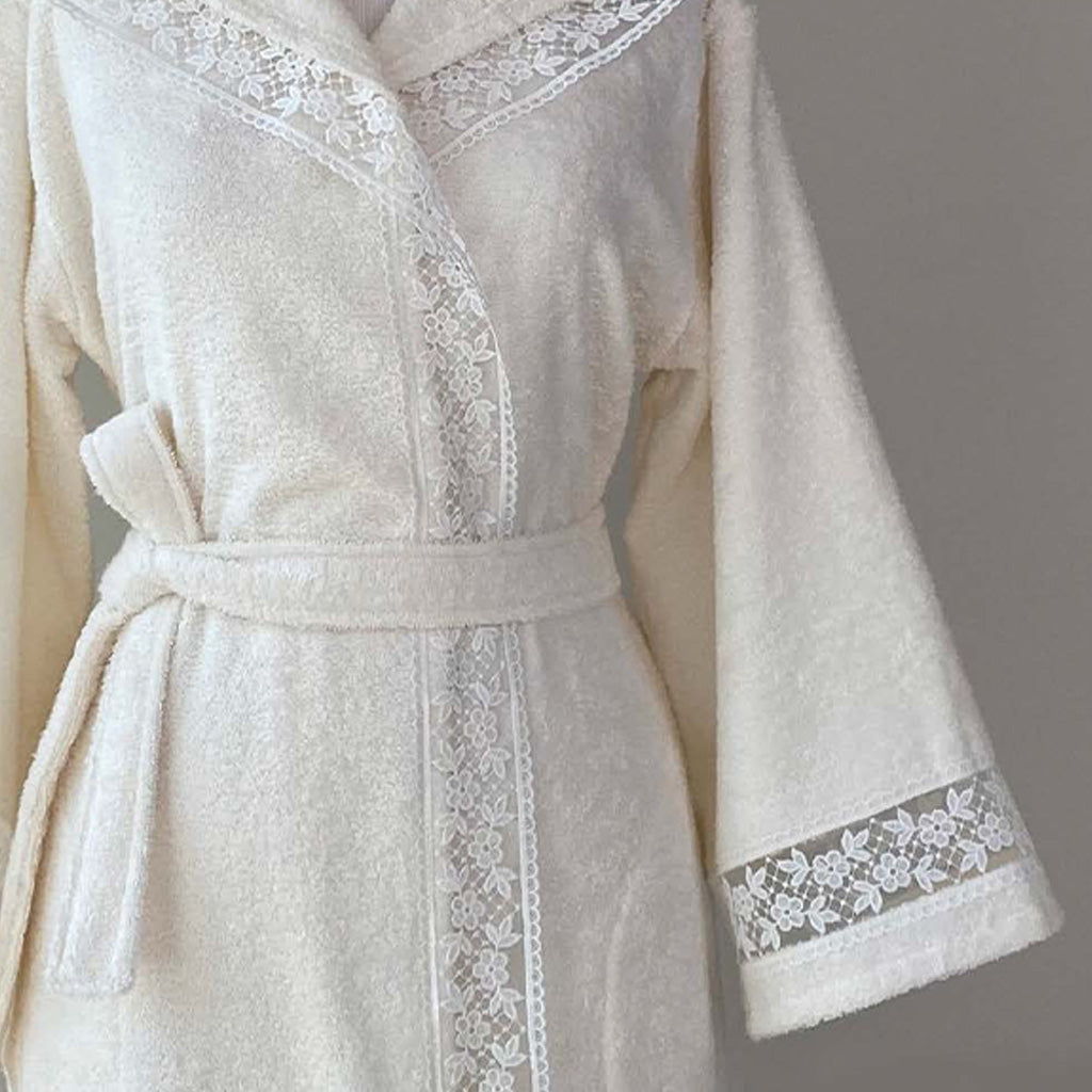 Sofora Bathrobe Kimono Cream 70% Bamboo 30% Cotton S-M
