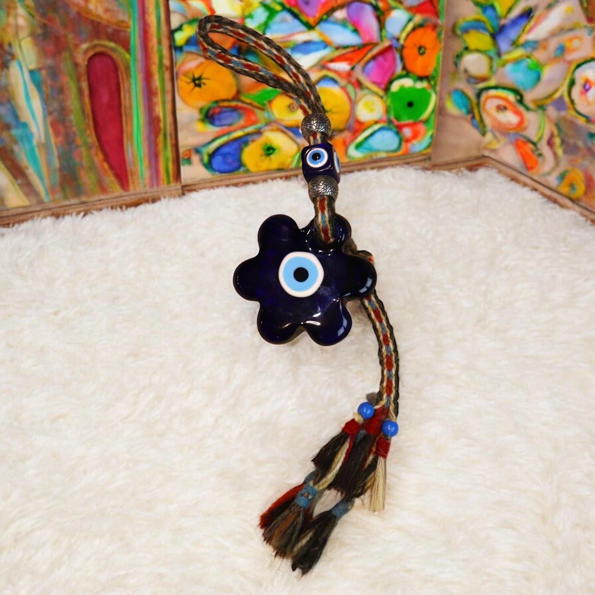 Glass Evil Eye House 10cm