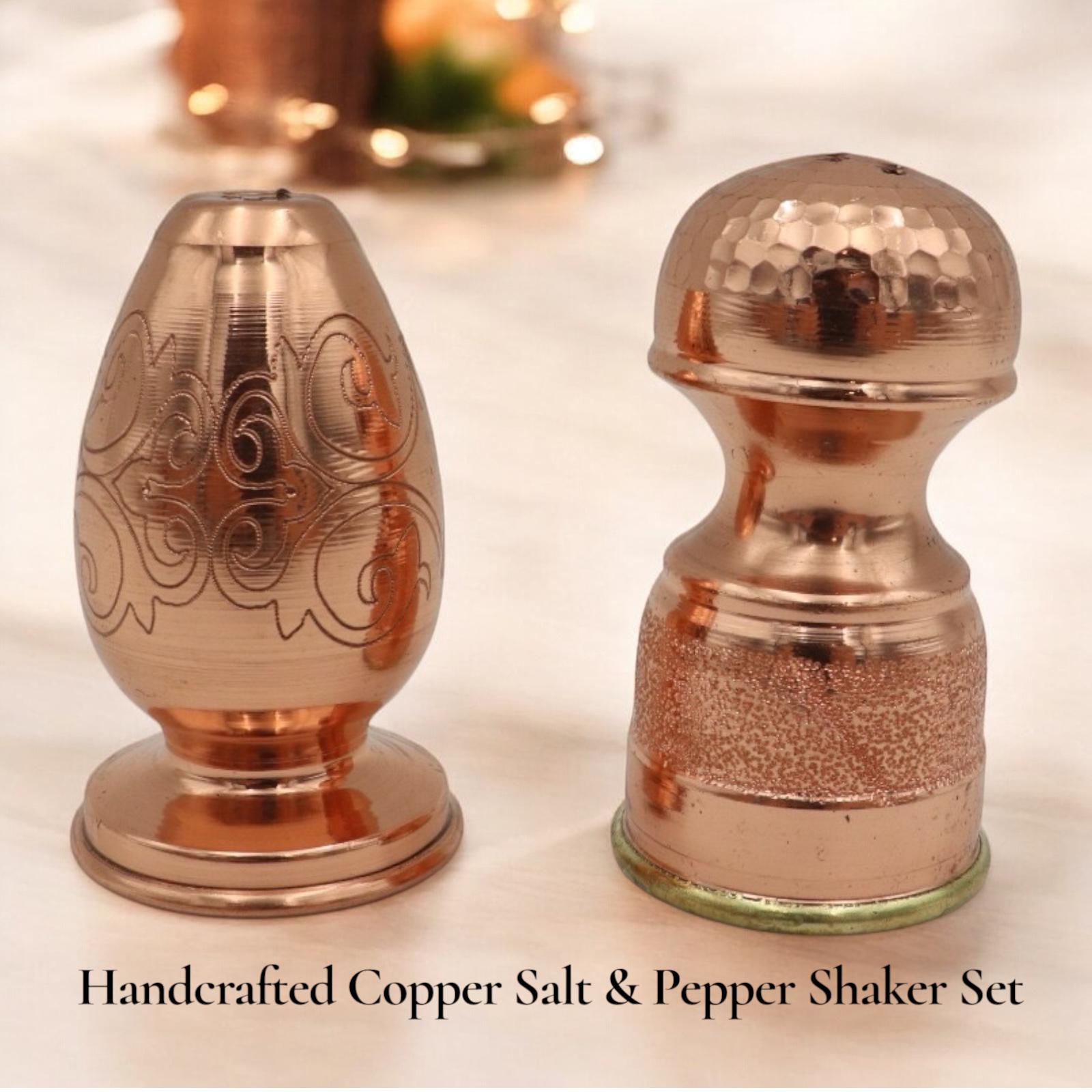 Handmade Copper Salt & Pepper Shaker Set – Design A