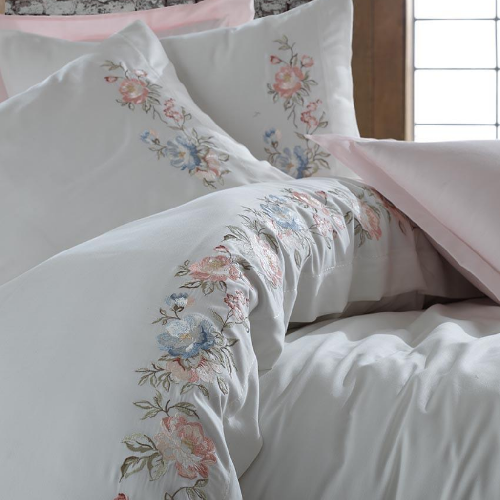 Fethiye Bed Linen Set (6 pieces) - Powder Pink / Super King