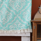 Turquoise, Turkish beach-bath towel has tassels at the edge