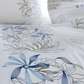 Delicate, blue and grey floral ornaments on white, cotton-sateen duvet cover